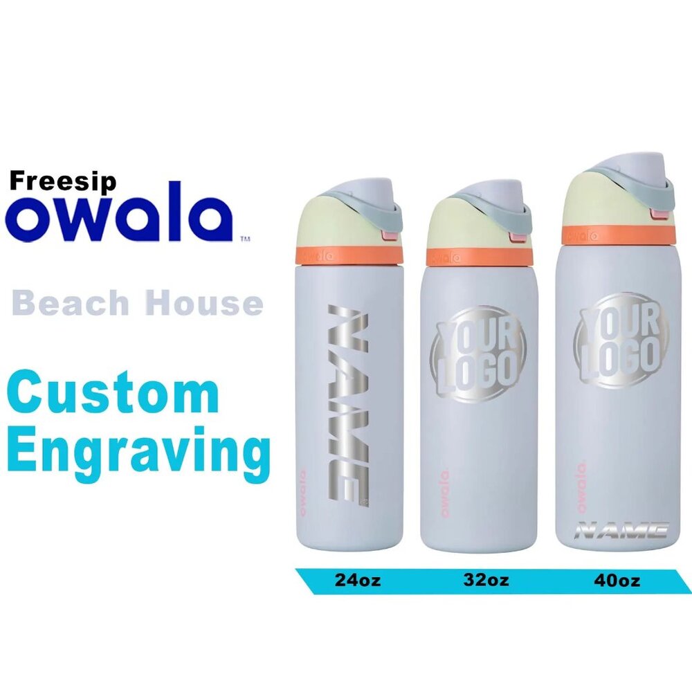Laser Engraved Owala Water Bottle: Beach House Insulated Freesip